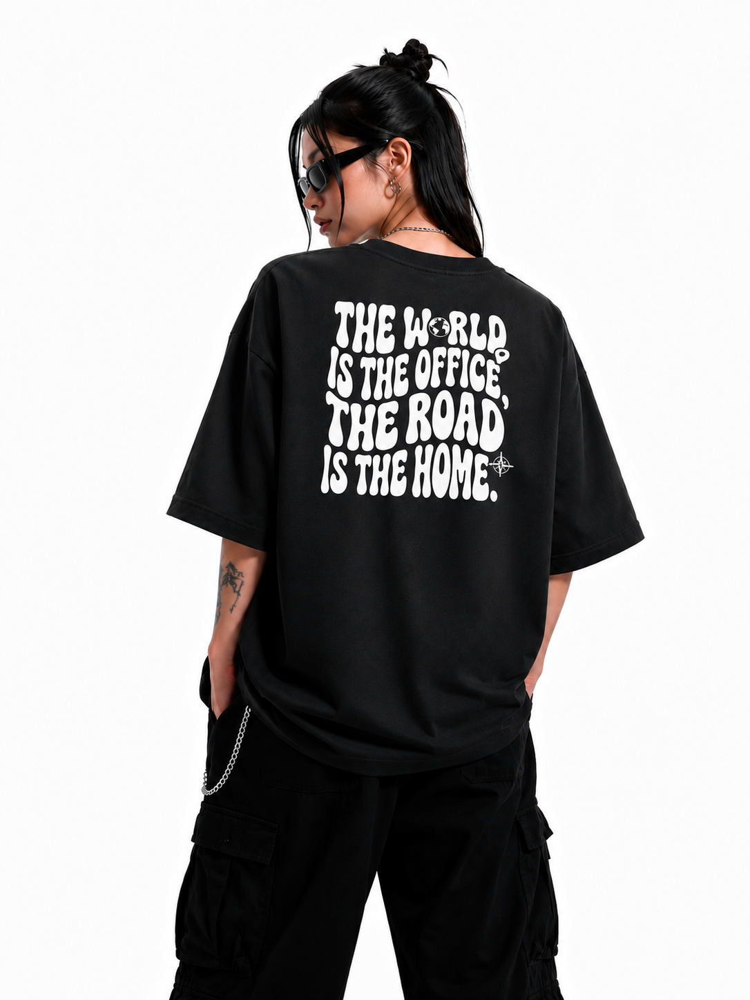 Camisa Road Home Oversized vista de costas no corpo